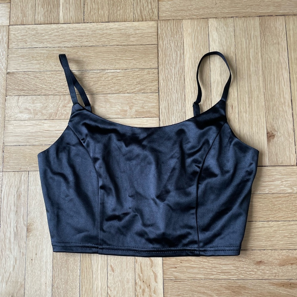 Black Silky Crop Top